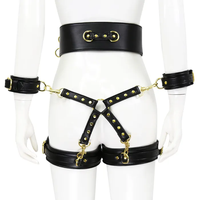 GAINIAN Couples BDSM Sexy Harness Handcuffs Leg Restraints Bondage Belt Kit