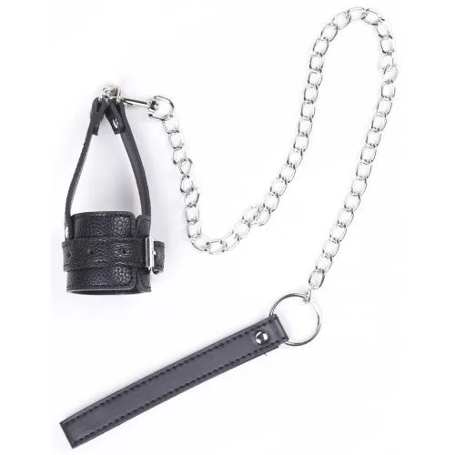 Male Sex Toys Naughty Toys Leather cock ring with metal chain leash