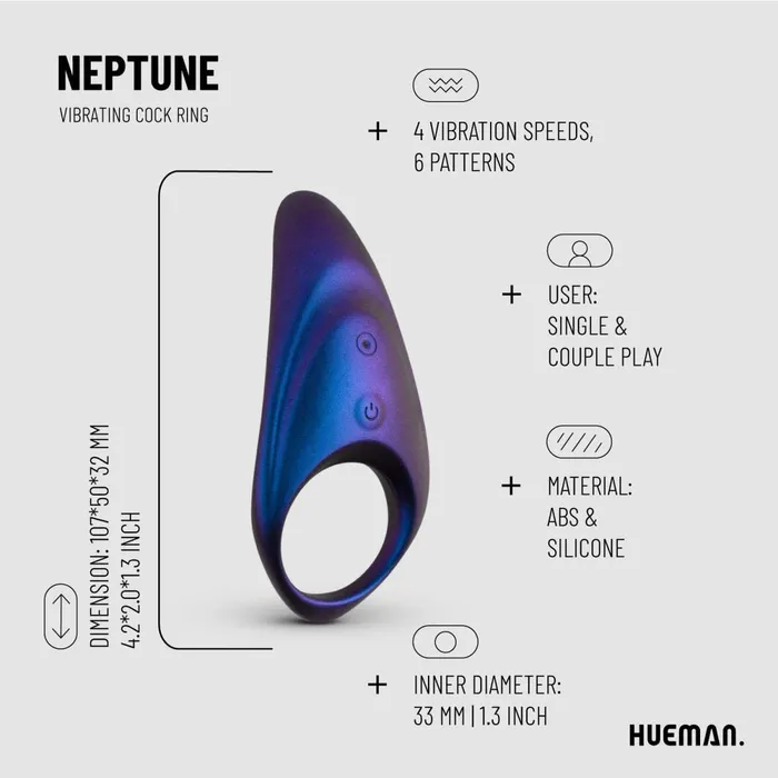 EDC Wholesale Hueman Neptune Vibrating CRing with Remote Male Sex Toys EDC Wholesale Hueman Neptune Vibrating CRing with Remote Male Sex Toys