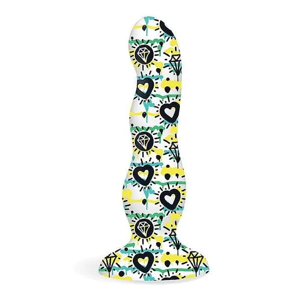 Icon Brands Dildos Collage Diamonds Hearts Curvy Silicone Dildo