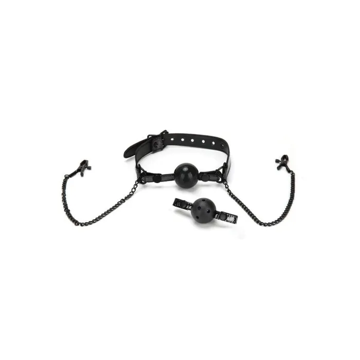 Whipsmart Anal Whip Smart Diamond Ball Gag w Nipple Clips Black