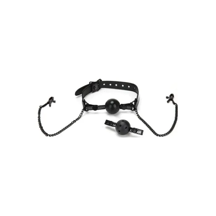 Whipsmart Anal Whip Smart Diamond Ball Gag w Nipple Clips Black