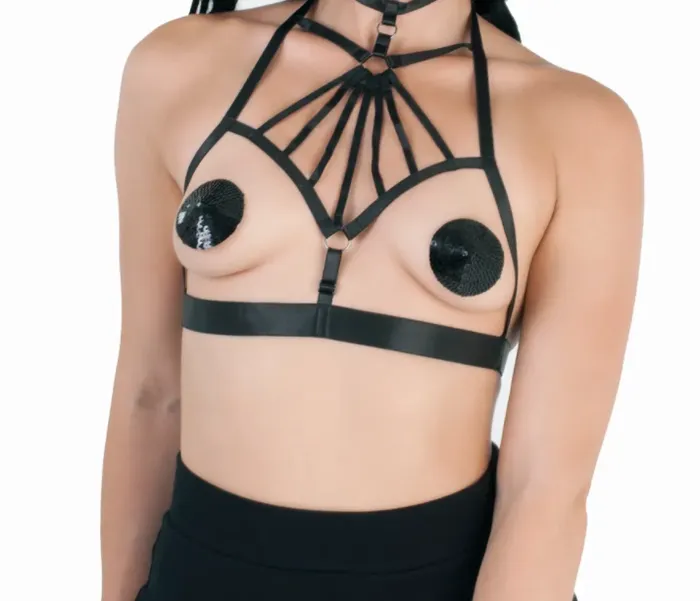 Love In Leather Female Sex Toys Love In Leather Harness Bralette Satin Finish