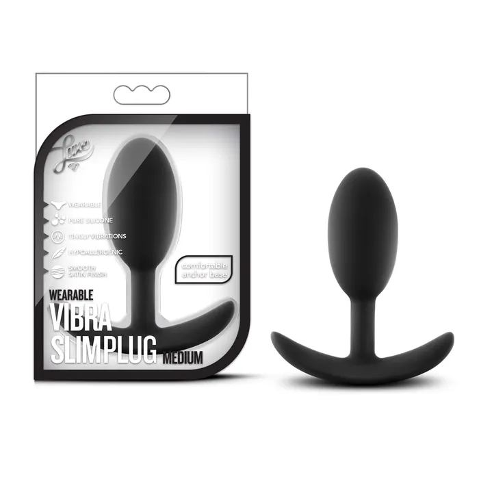 Anal Blush Novelties Luxe Wearable Vibra Slim Plug Medium Black
