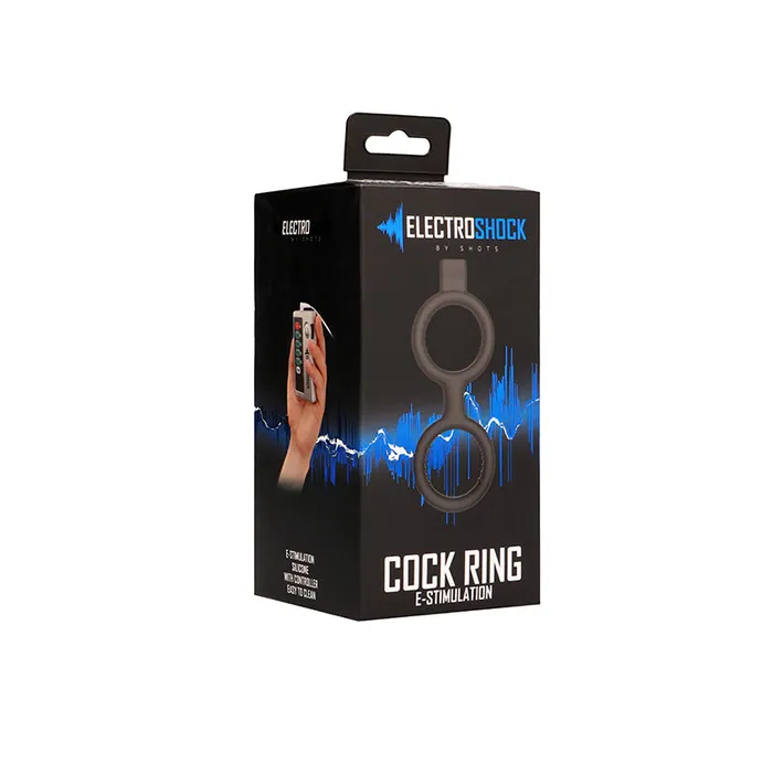 Electroshock EStim Ring WBallstrap Blk Shots America LLC Male Sex Toys