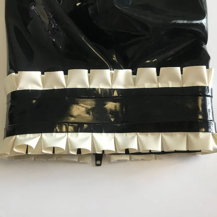 Hoods Sexy Black Latex Hood Rubber Mask With Hairpieces Wigs Bows Neck Lace House of Dasein Dildos