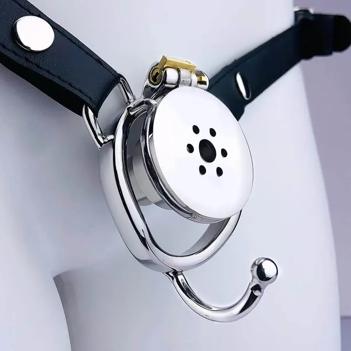 Male Sex Toys CHASTITY CAGE CO Negative Underlock Inverted Chastity Cage With Belt