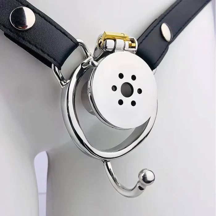 Male Sex Toys CHASTITY CAGE CO Negative Underlock Inverted Chastity Cage With Belt