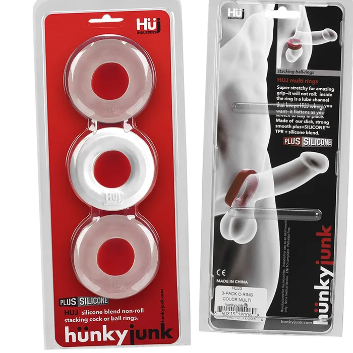 Oxballs Male Sex Toys Huj3 CRing 3Pack White Clear Ice