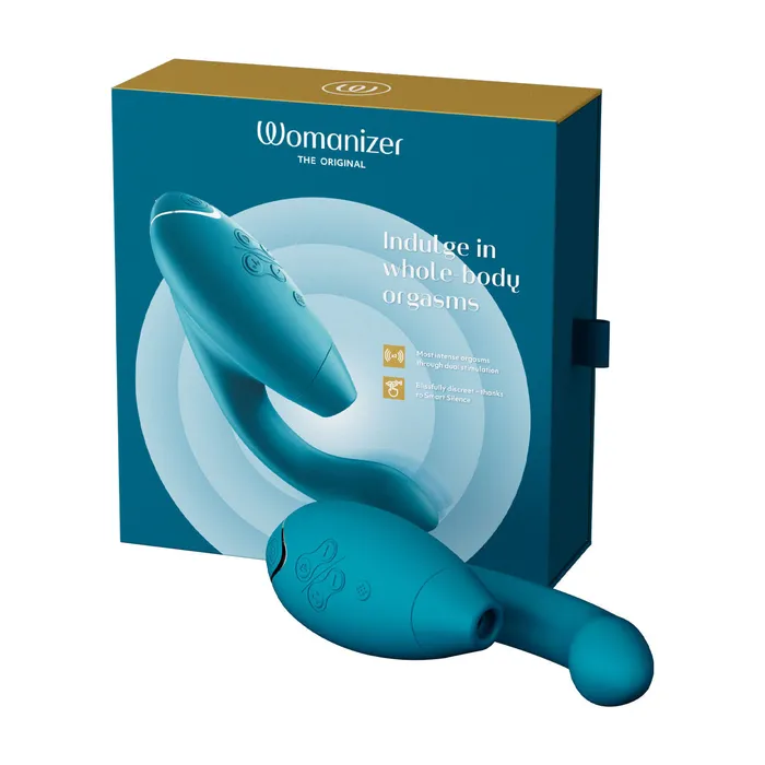 Womanizer DUO Two 8 inch GSpot Rabbit Vibrator with Pleasure Air Clitoral Suction Stimulator WOMANIZER Female Sex Toys