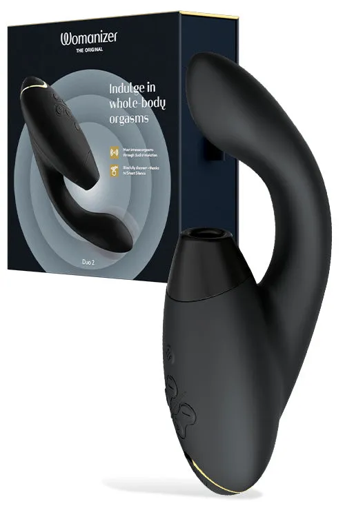 Womanizer DUO Two 8 inch GSpot Rabbit Vibrator with Pleasure Air Clitoral Suction Stimulator WOMANIZER Female Sex Toys