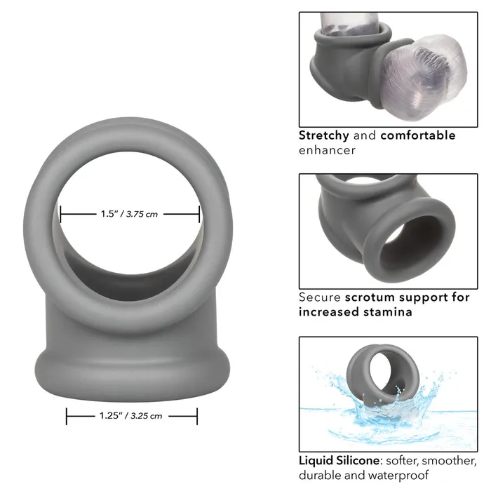 Calexotics ALPHA LIQUID SILICONE PRECISION RING Gray Cock and Ball Cock Ring CalExotics Male Sex Toys