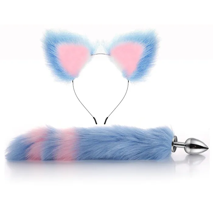EVEs SECRETS Fox Tail Anal Plug with Headband in Different Color Options Metal Sex Toys for Erotic Cosplay Male Sex Toys