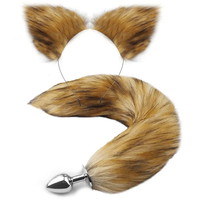 EVEs SECRETS Fox Tail Anal Plug with Headband in Different Color Options Metal Sex Toys for Erotic Cosplay Male Sex Toys