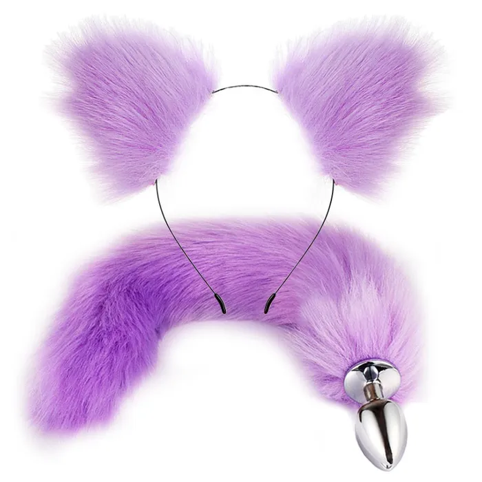 EVEs SECRETS Fox Tail Anal Plug with Headband in Different Color Options Metal Sex Toys for Erotic Cosplay Male Sex Toys