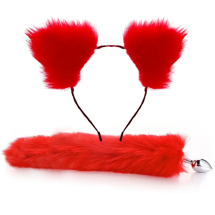 EVEs SECRETS Fox Tail Anal Plug with Headband in Different Color Options Metal Sex Toys for Erotic Cosplay Male Sex Toys