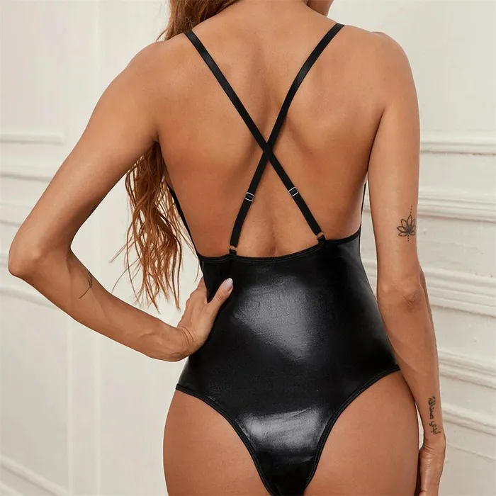 Intimate PU Leather Lingerie for Ladies Womens Erotic Underwear Sets Black Sexy Bodysuit EVEs SECRETS Anal