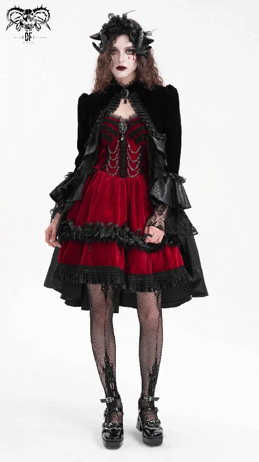 Male Sex Toys EVEs SECRETS Elegant Burgundy Gothic Lolita Dress with Shoulder Straps