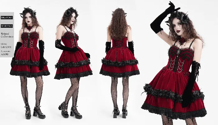 Male Sex Toys EVEs SECRETS Elegant Burgundy Gothic Lolita Dress with Shoulder Straps