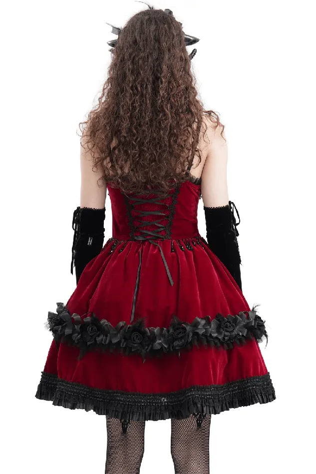 Male Sex Toys EVEs SECRETS Elegant Burgundy Gothic Lolita Dress with Shoulder Straps