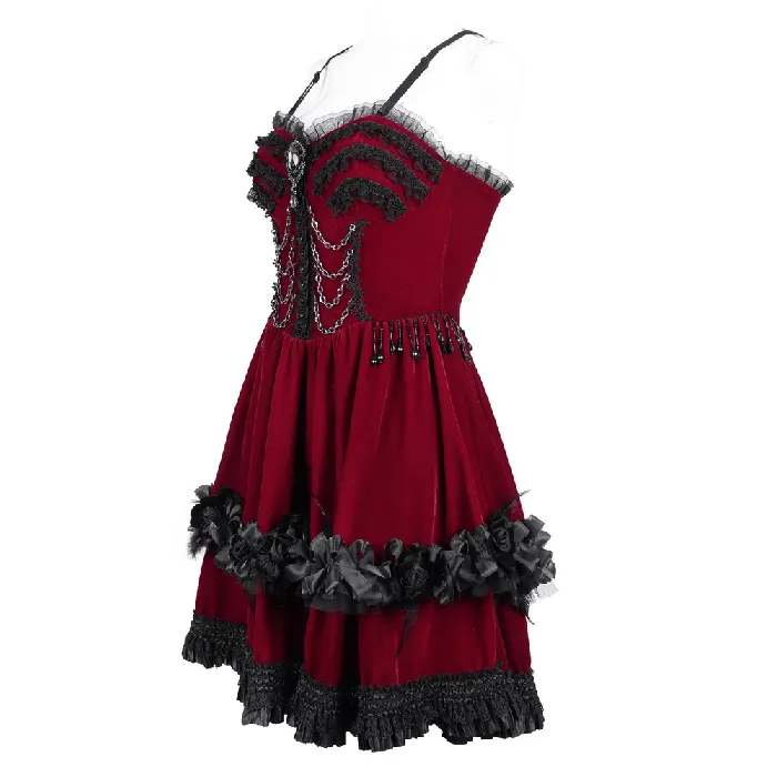 Male Sex Toys EVEs SECRETS Elegant Burgundy Gothic Lolita Dress with Shoulder Straps