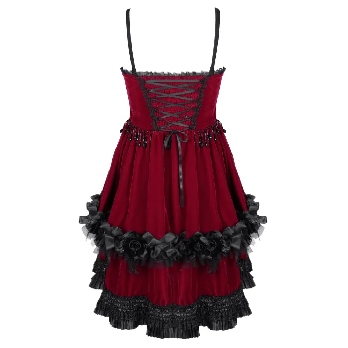 Male Sex Toys EVEs SECRETS Elegant Burgundy Gothic Lolita Dress with Shoulder Straps