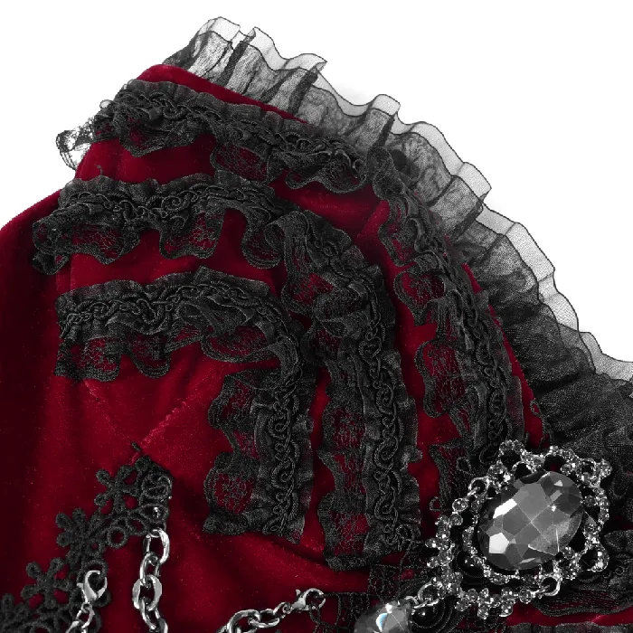 Male Sex Toys EVEs SECRETS Elegant Burgundy Gothic Lolita Dress with Shoulder Straps
