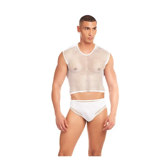 Male Sex Toys NetFlex 3 pc Large Mesh Sleeveless Shirt with Thong All Sizes Rene Rofe