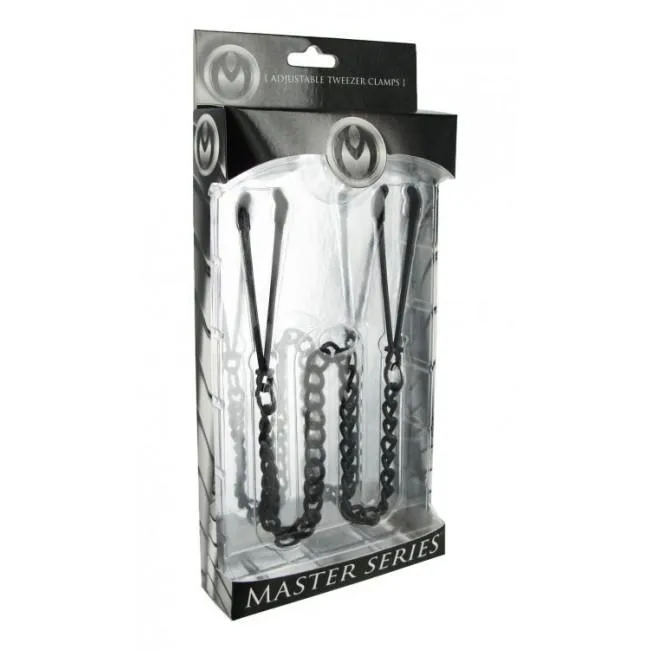 Master Series Female Sex Toys Reign Noir Tweezer Nipple Vice Clamps Adjustable Pressure Stylish Design