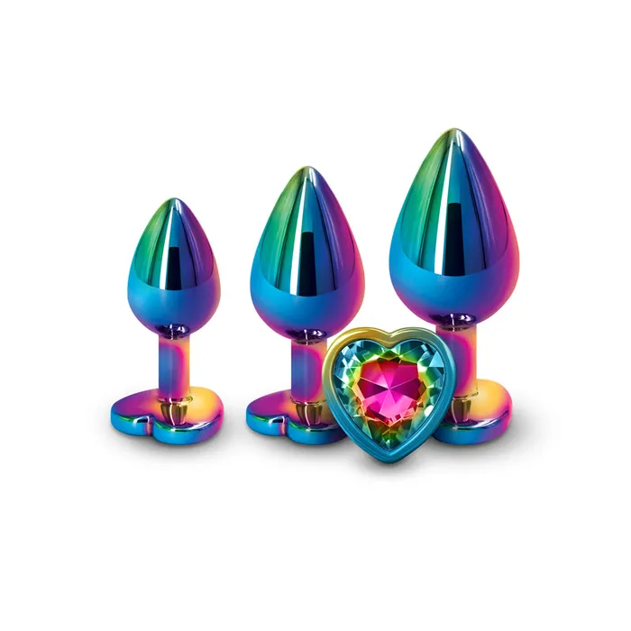 NS Novelties Anal Rear Assets 3Piece Anal Trainer Kit Multicolor Rainbow Heart