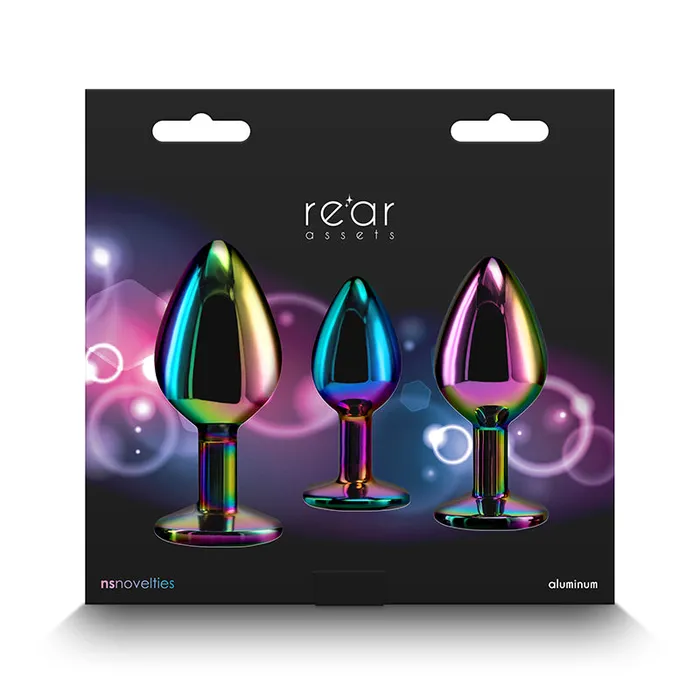 NS Novelties Anal Rear Assets 3Piece Anal Trainer Kit Multicolor Rainbow Heart