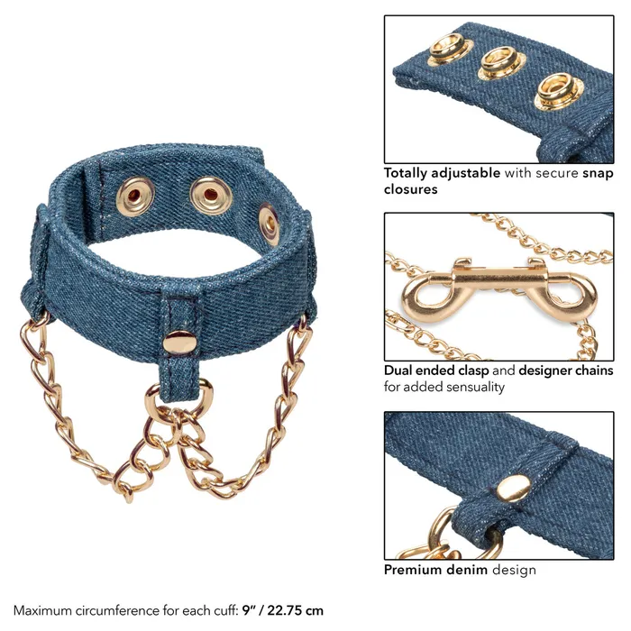 CalExotics Ride Em Premium Denim Collection Wrist Cuffs Couples CalExotics Ride Em Premium Denim Collection Wrist Cuffs Couples