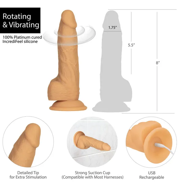Naked Addiction Female Sex Toys 8 Rotating Vibrating Dildo with Remote
