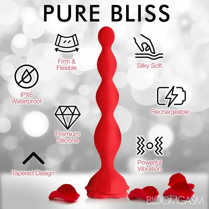 9x Beaded Bloom Silicone Rose Vibrator XR Brands Female Sex Toys