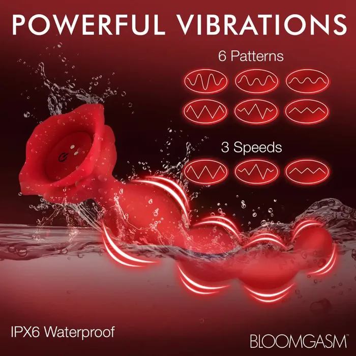 9x Beaded Bloom Silicone Rose Vibrator XR Brands Female Sex Toys