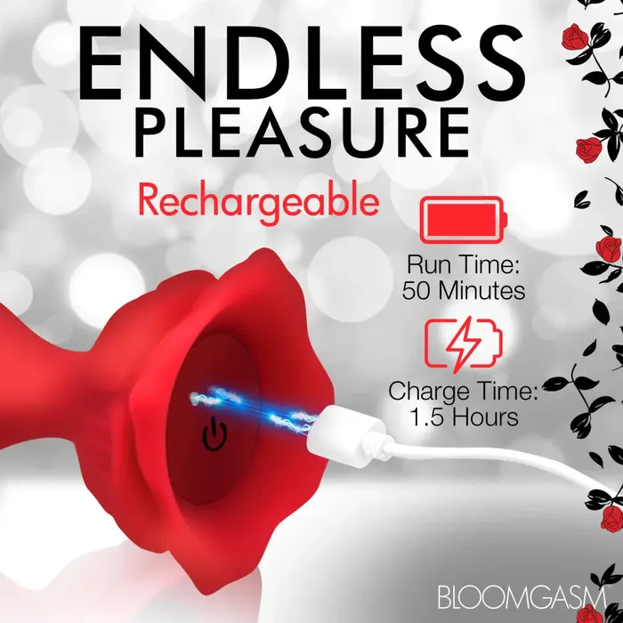 9x Beaded Bloom Silicone Rose Vibrator XR Brands Female Sex Toys