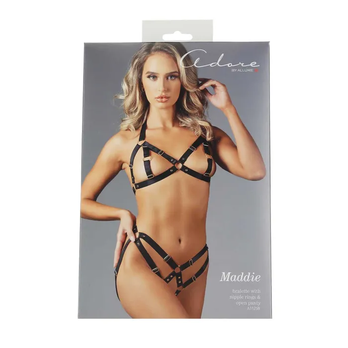 Allure Female Sex Toys Adore By Allure Maddie Bralette With Nipple Rings Open Panty Black OS Allure Female Sex Toys Adore By Allure Maddie Bralette With Nipple Rings Open Panty Black OS