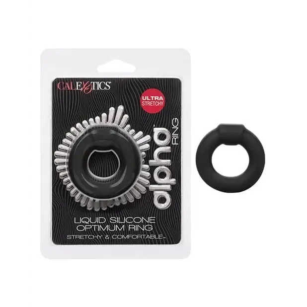 Alpha Liquid Silicone Optimum Ring Black CalExotics Male Sex Toys