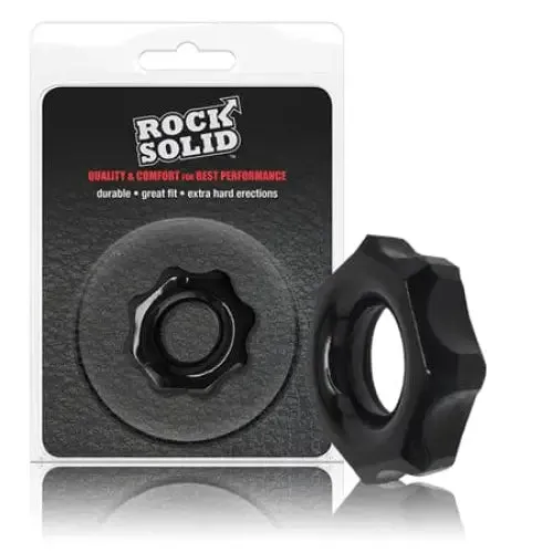 Anal Doc Johnson Rock Solid Gear Black C Ring in a Clamshell