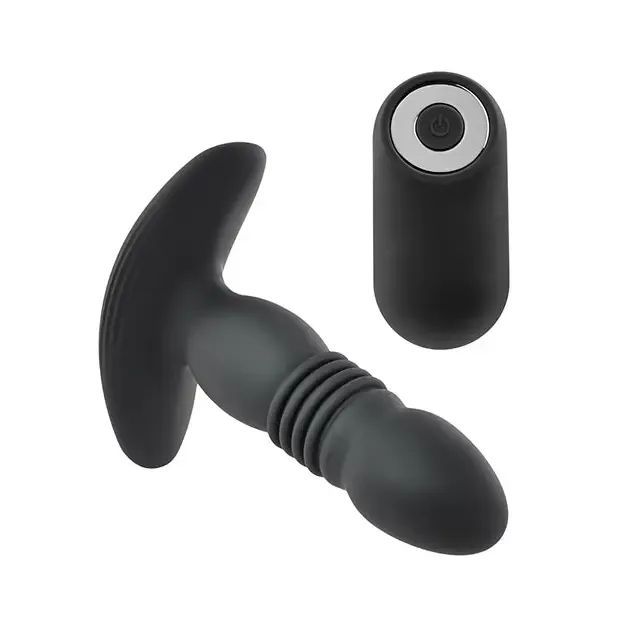 Anal evolv Playboy Trust The Thrust Rechargeable Remote Controlled Thrusting Vibrating Silicone Anal Plug Black