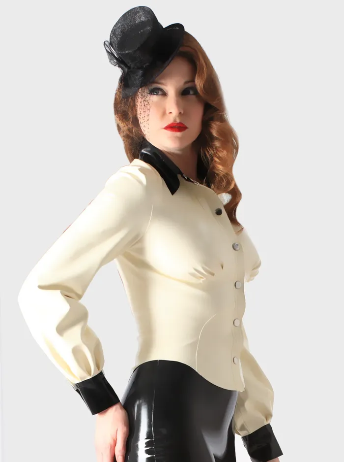 Anal HonourSkintwocom Latex Mistress Blouse in White Black