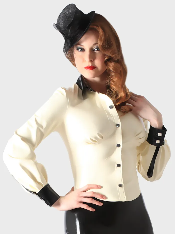 Anal HonourSkintwocom Latex Mistress Blouse in White Black