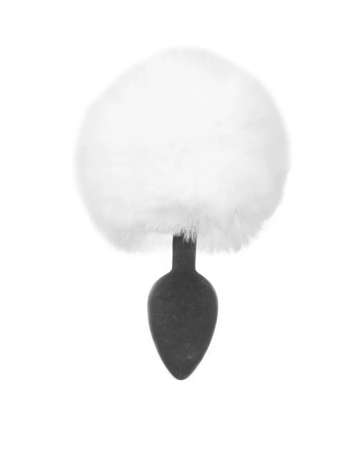 Anal Small Black Butt Plug with White Tail HonourSkintwocom