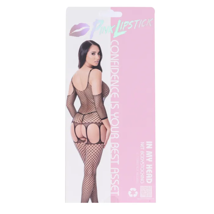 Bodystockings Playsuits Pink Lipstick Pink Lipstick In My Head Net Bodystocking Black One Size