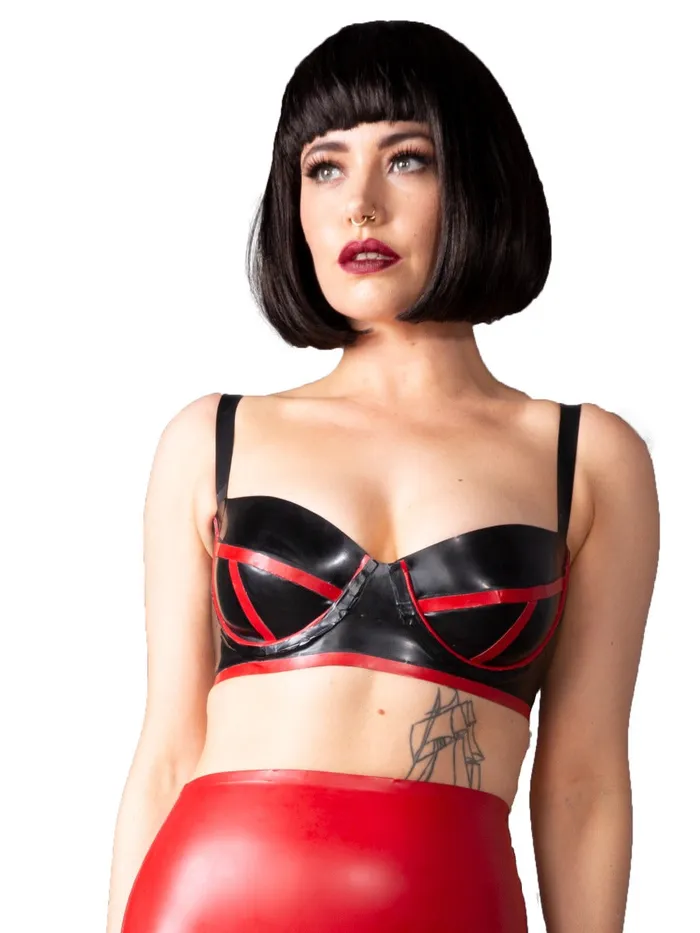 Bordello Latex Bra in Black Red HonourSkintwocom Anal