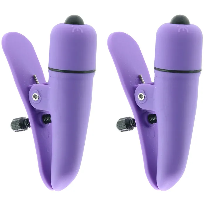 CalExotics Vibrators Nipplettes Vibrating Nipple Clamps in Purple