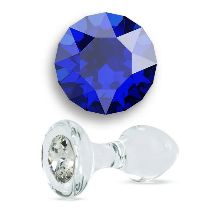 Crystal Delights Anal Dark Blue Crystal Delight Glass Butt Plug