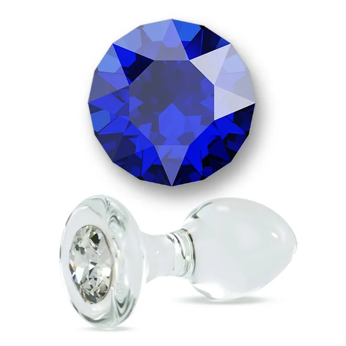 Crystal Delights Anal Dark Blue Crystal Delight Glass Butt Plug