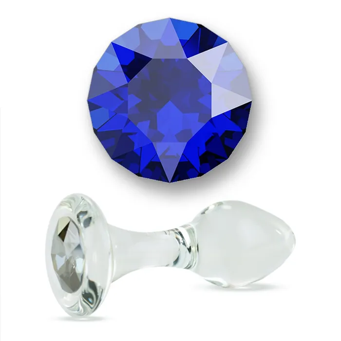 Crystal Delights Anal Dark Blue Crystal Delight Glass Butt Plug