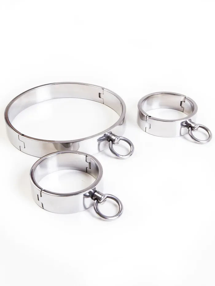 HonourSkintwocom Male Sex Toys Mens Steel Locking Collar Cuffs Set HonourSkintwocom Male Sex Toys Mens Steel Locking Collar Cuffs Set
